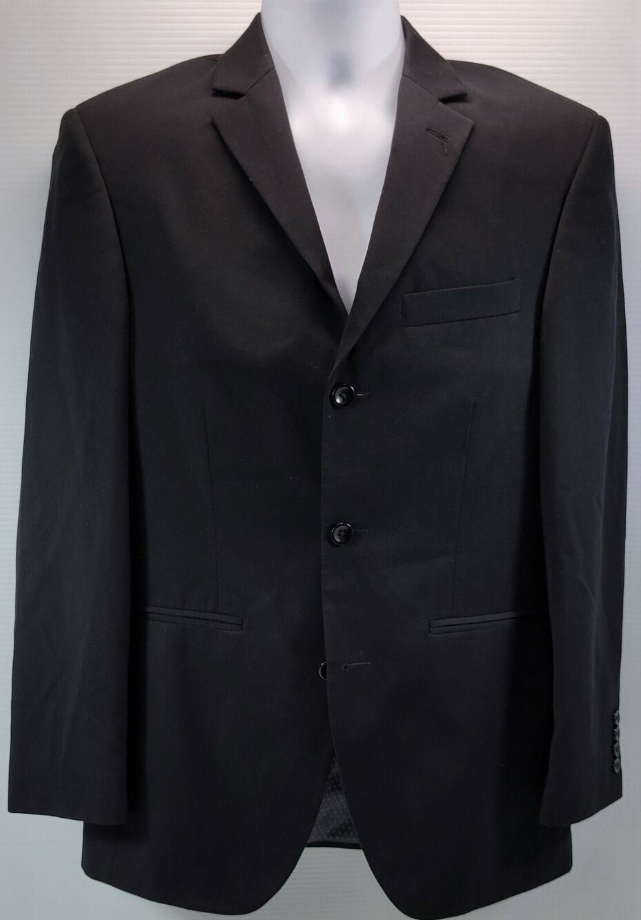F7) Men's J. Ferrar Solid Black Suit Jacket Modern Fit 36 Regular